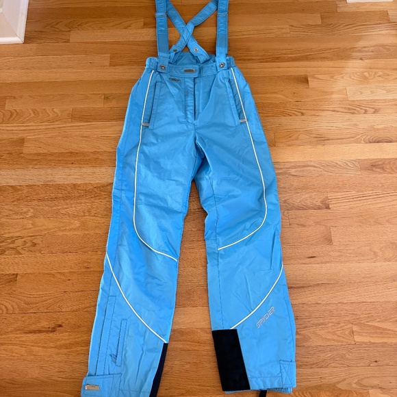 Spyder Thinsulate Snow Ski Snowboard Pants Suspender Overalls Womens Size 8 Blue - Picture 1 of 14